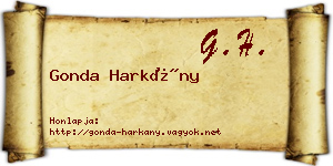 Gonda Harkány névjegykártya